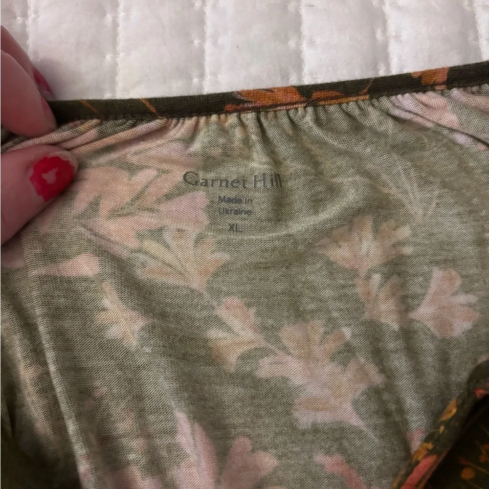 Garnet Hill Floral Print 3/4 Sleeve Peasant Blouse